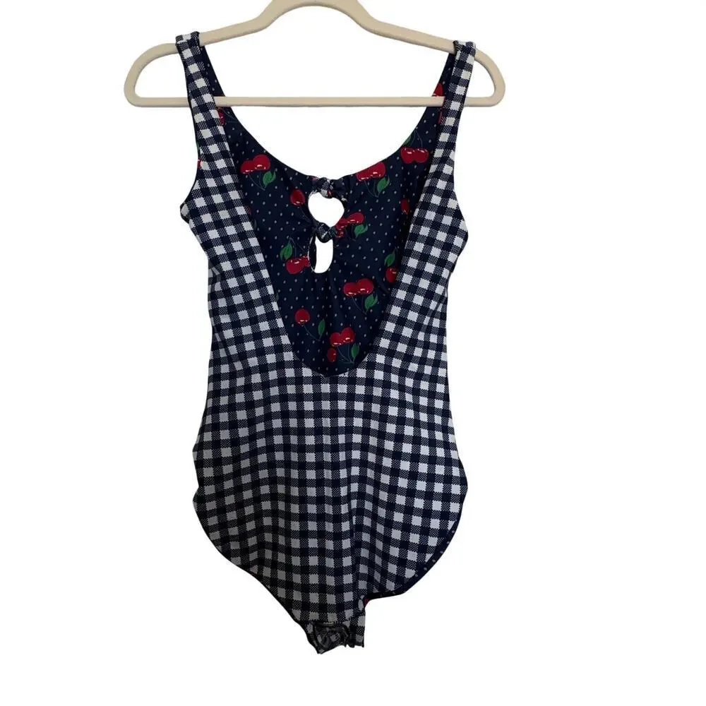 Juicy Couture BlackLabel Cherry Bomb Gingham reversible  SwimSuit S Vixen